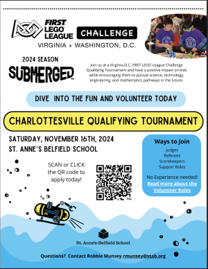 Join us at a Virginia-D.C. FIRST LEGO League Challenge Qualifying Tournament and have a positive impact on kids while encouraging them to pursue science, technology, engineering, and mathematics pathways in the future.