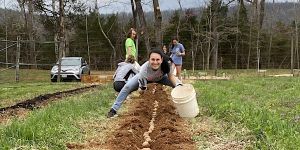 Student working in Morven Kitchen Garden